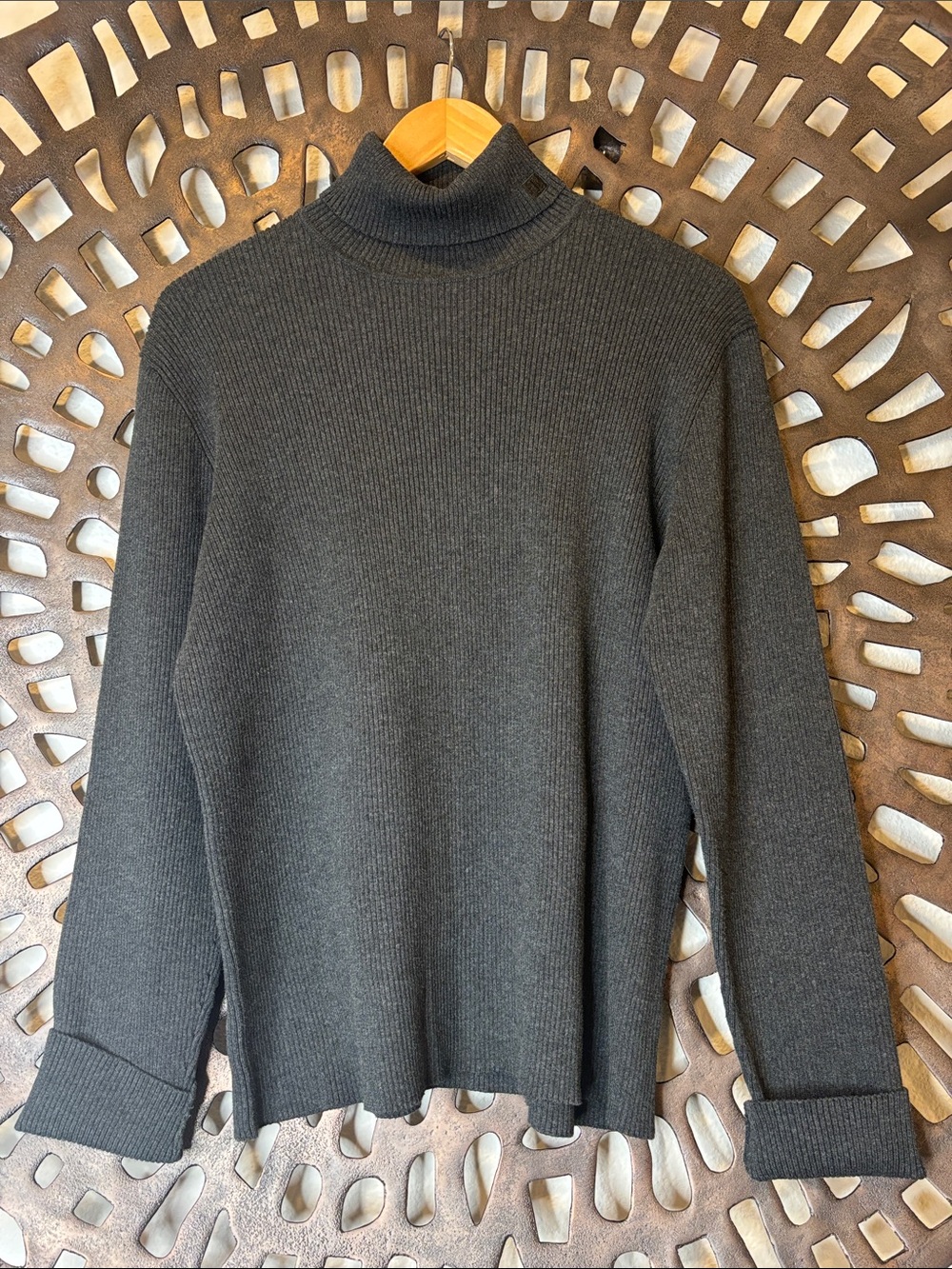 🩶Ribbed Turtleneck Sweater Womens XL Charcoal Cotton Lauren Ralph Lauren Knit🩶